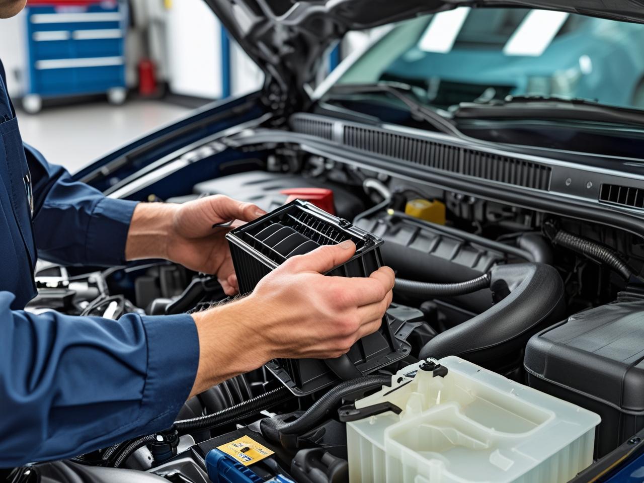 A mechanic performing vehicle diagnostics